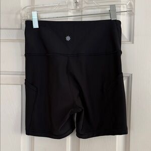 Athleta Black High-Rise Bike Shorts with Side Pockets